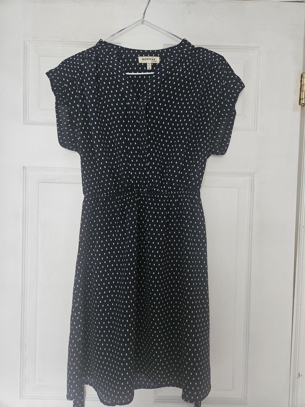 Monteau Black Dress with White Dot Print